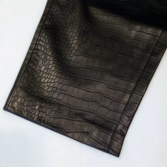 BLANKNYC Nwt Faux Crocodile Leather Pants 26 Pleated High Waist Black - Picture 5 of 11